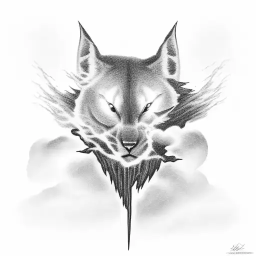 Clouds with lightning tattoo design idea