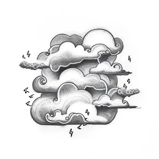 Clouds with lightning tattoo design idea
