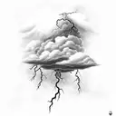 Clouds with lightning tattoo design idea