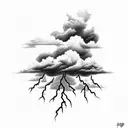 Clouds with lightning tattoo design idea