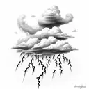 Clouds with lightning tattoo design idea