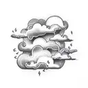 Clouds with lightning tattoo design idea