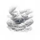 Clouds with lightning tattoo design idea