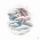 Clouds with lightning tattoo design idea