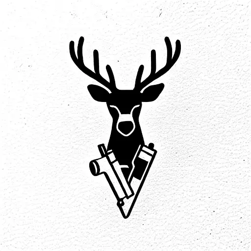 deer with gun tattoo design idea