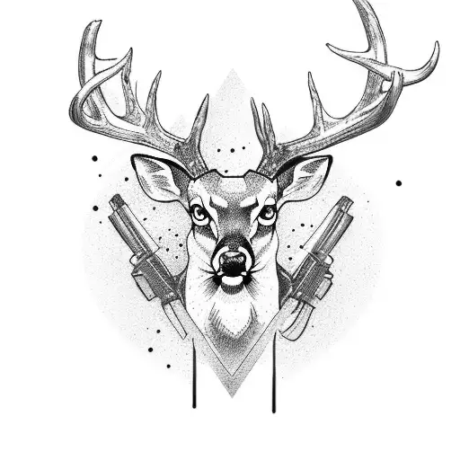 deer with gun tattoo design idea