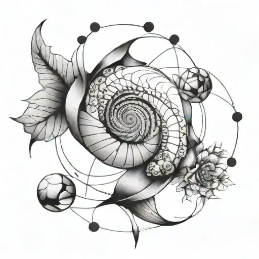 A tattoo design incorporating the Fibonacci sequence and a crystal formation tattoo design idea