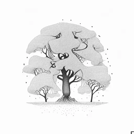 hemlock tree with words embedded: "rejoice in the joy of our children" tattoo design idea