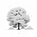 hemlock tree with words embedded: "rejoice in the joy of our children" tattoo design idea