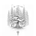 tree (preferably pine or hemlock) with the words "rejoyce in the joy or our children" as the leaves or root tattoo design idea