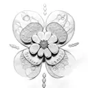 edelweiss and 4 leaf clover next to each other. tattoo design idea