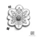 edelweiss and 4 leaf clover next to each other. tattoo design idea