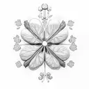 edelweiss and 4 leaf clover next to each other. tattoo design idea