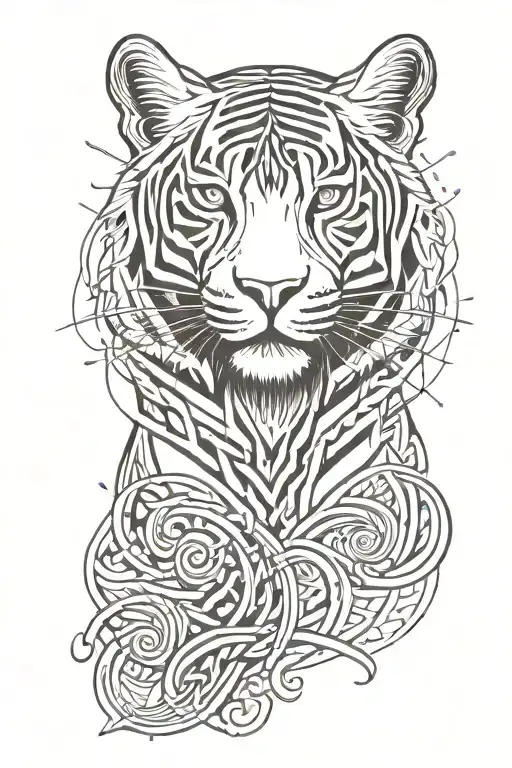 Celtic tiger with water splash tattoo tattoo design idea