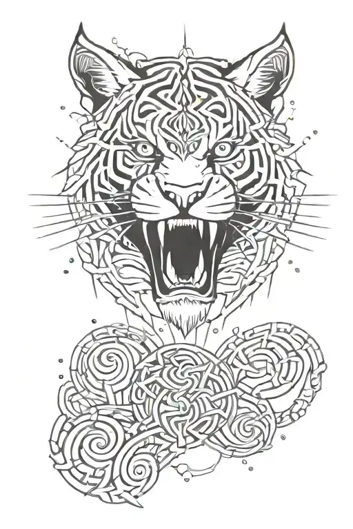Celtic tiger with water splash tattoo tattoo design idea