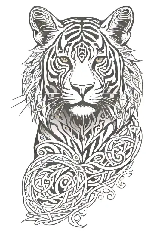 Celtic tiger with water splash tattoo tattoo design idea