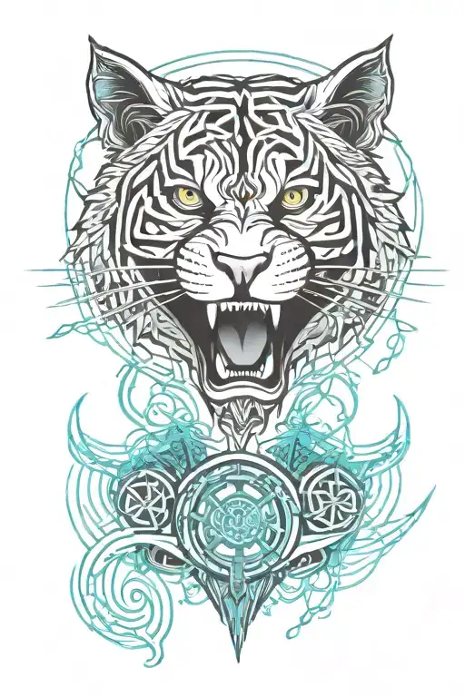 Celtic tiger with water splash tattoo tattoo design idea