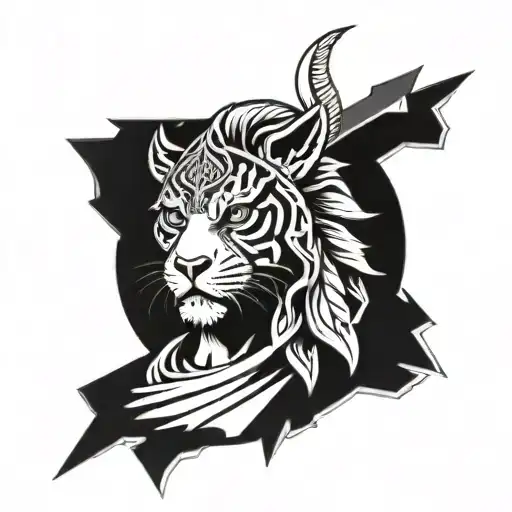 half spartan warrior half tiger tattoo design idea