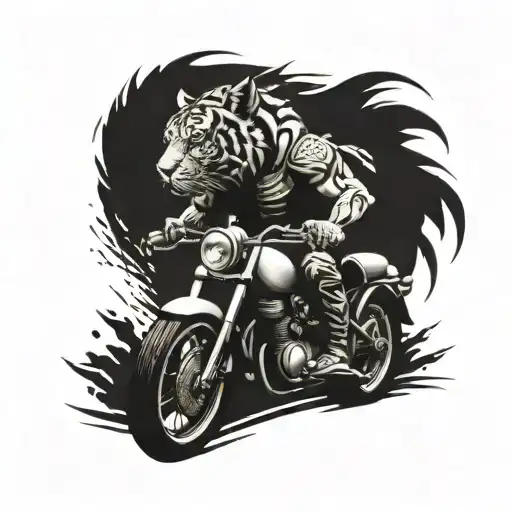 half spartan warrior half tiger motorbike riding traveller and fight club film  tattoo design idea