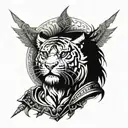 half spartan warrior half tiger tattoo design idea