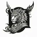 half spartan warrior half tiger tattoo design idea