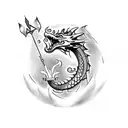 dragon with a crown breathing fire tattoo design idea