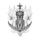 dragon with a crown breathing fire tattoo design idea