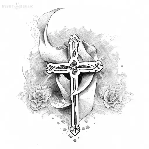 cross with bible verse tattoo design idea