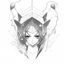 Anime-inspired fantasy scene with electric lightning bolts tattoo design idea