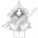 Anime-inspired fantasy scene with electric lightning bolts tattoo design idea