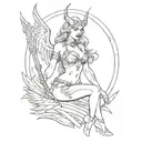 nude valkyrie pin up model tattoo design idea