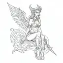 nude valkyrie pin up model tattoo design idea