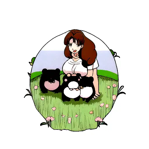 mama bear with 2 cubs tattoo design idea