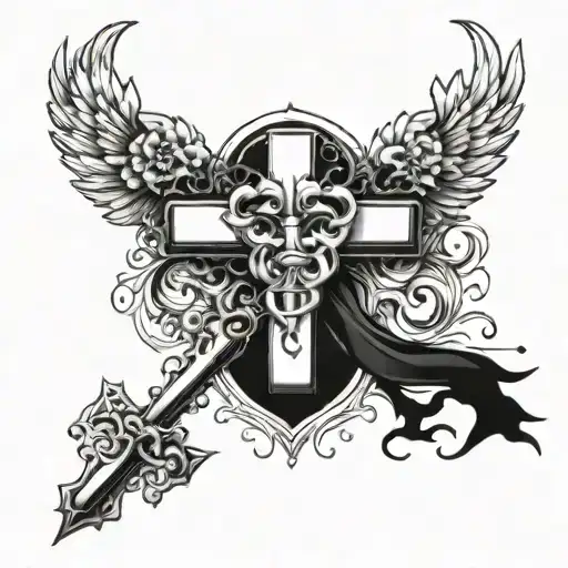 Incorporate a medical cross and a tourniquet in a unique way tattoo design idea