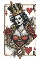 evil queen of hearts card tattoo design idea