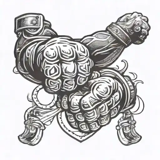 mma fighter fists tattoo design idea