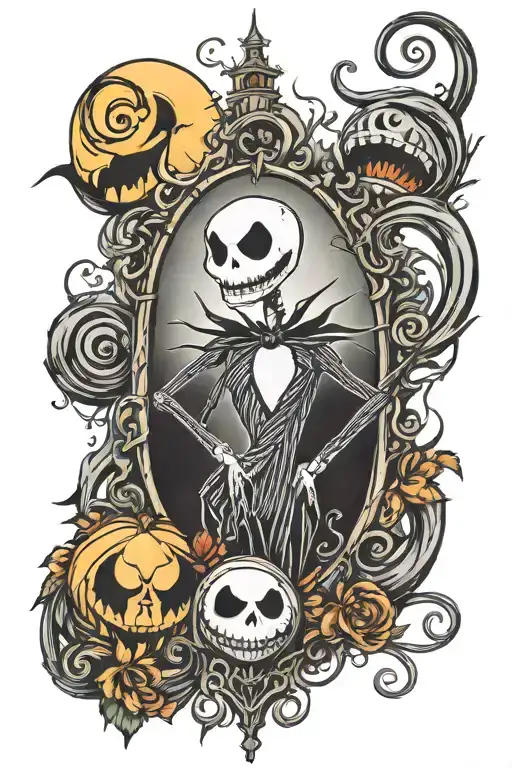 nightmare before Christmas themed tattoo design idea