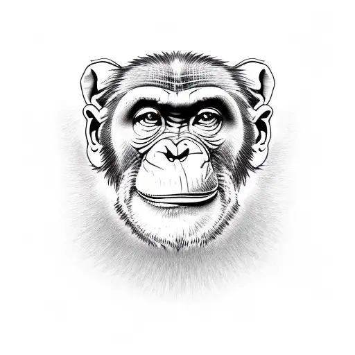 proud chimpanzee in van Gough style tattoo design idea