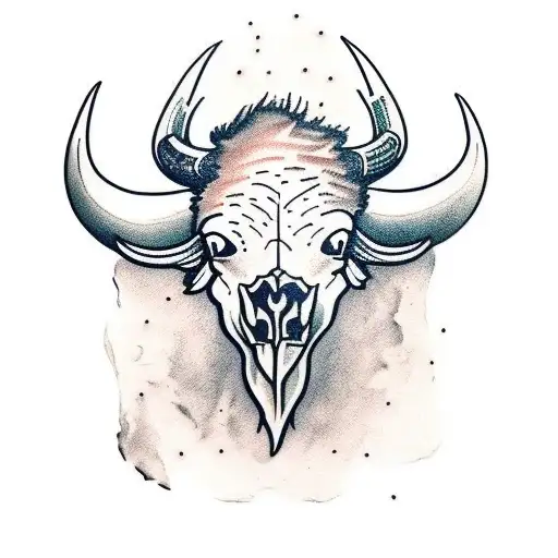 bison skull tattoo design idea