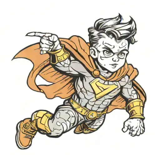 super hero kid holding tattoo design idea