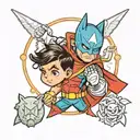 super hero kid holding tattoo design idea