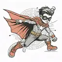 super hero kid holding tattoo design idea
