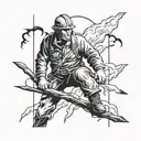 lineman in a storm tattoo design idea