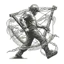 lineman in a storm tattoo design idea
