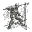 lineman in a storm tattoo design idea