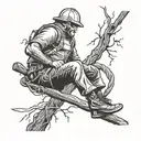 lineman in a storm tattoo design idea