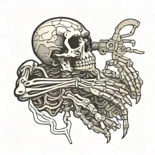 welder creating veins running skeleton hand tattoo design idea