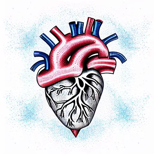 Human Heart Red and blue  tattoo design idea