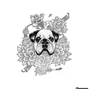 dog bone with flowers  tattoo design idea