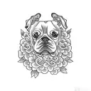 dog bone with flowers  tattoo design idea